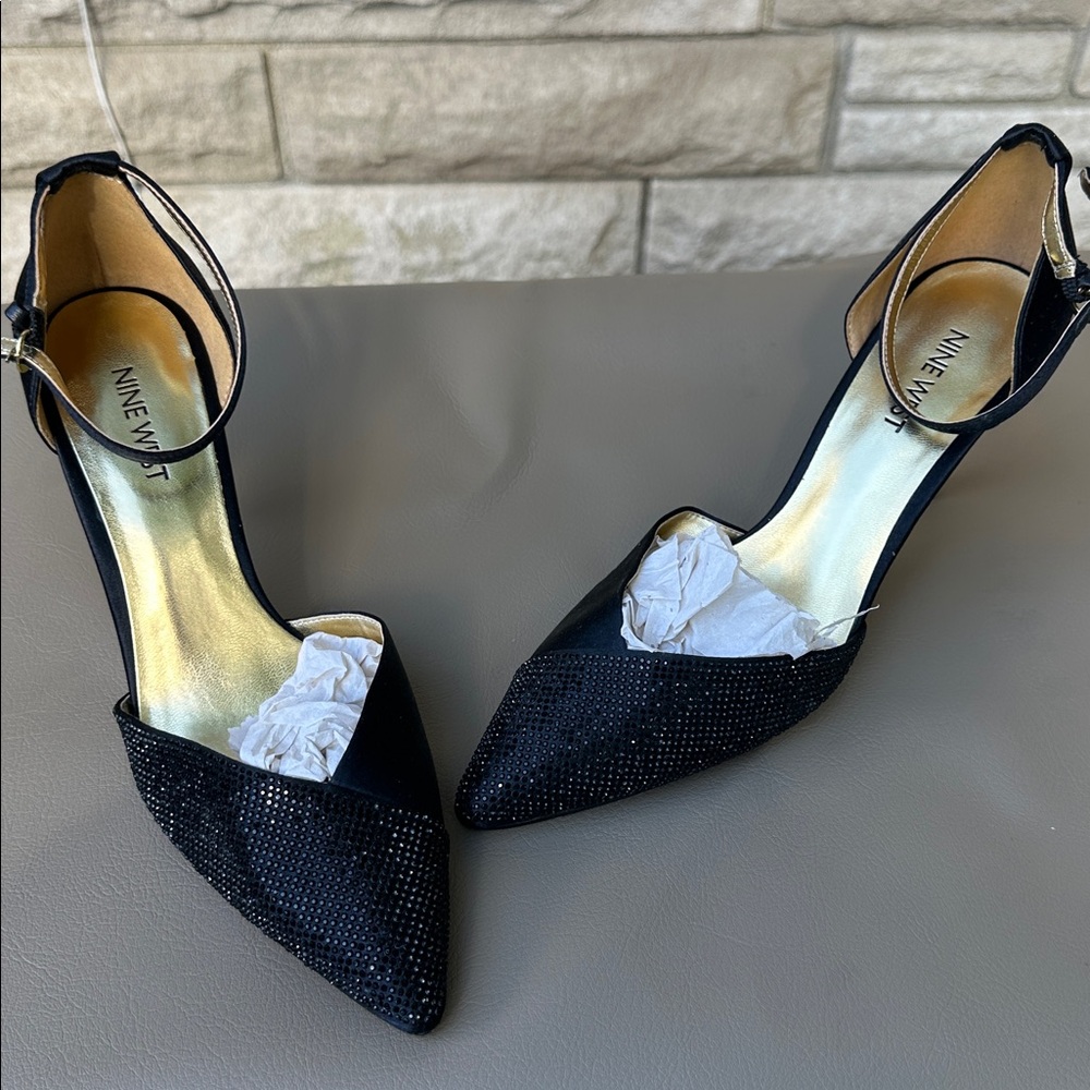 Nine West Black Ankle Strap Heels